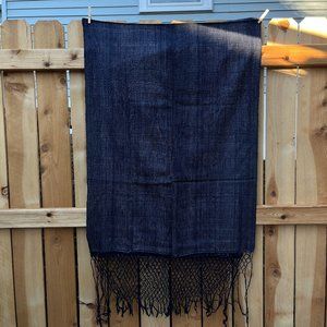 Long Handwoven Ikat & Indigo Scarf - Very Classy … - image 1